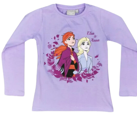 1197  GIRLS LICENSE ELSA & ANNIE FROZEN  L/S TOP