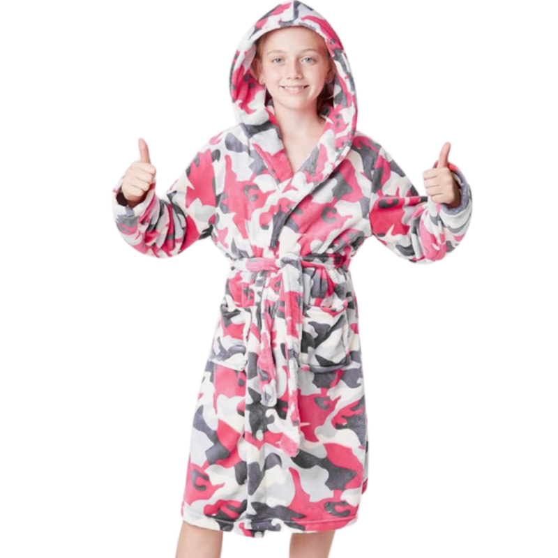 B104 GIRLS PINK CAMO DRESSING GOWN