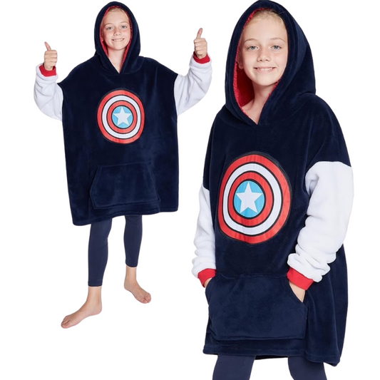 669  KIDS LICENSE CAPTAIN AMERICA OVERSIZE HOODED BLANKET (Copy)