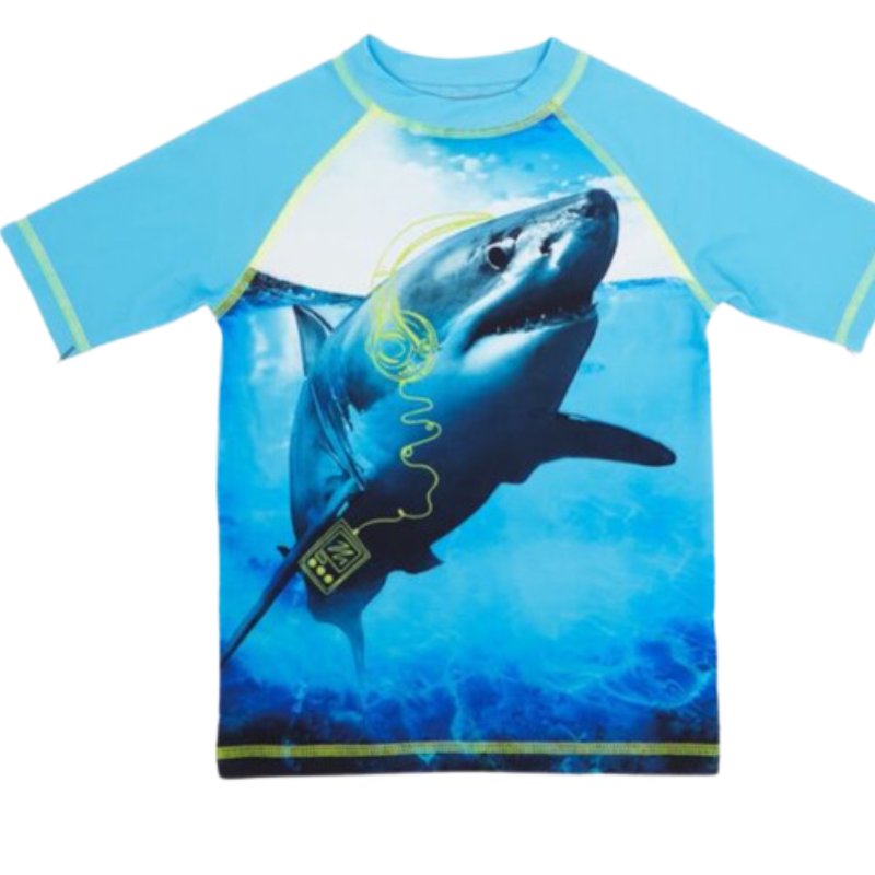 1725 BOYS EX STORE BLUE PRINT RASH TOP (UV PROTECTION)