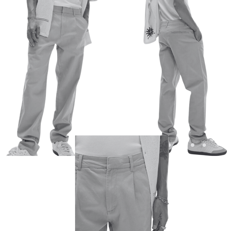 TM09  MENS BRAND TAPERED CHINOS GREY