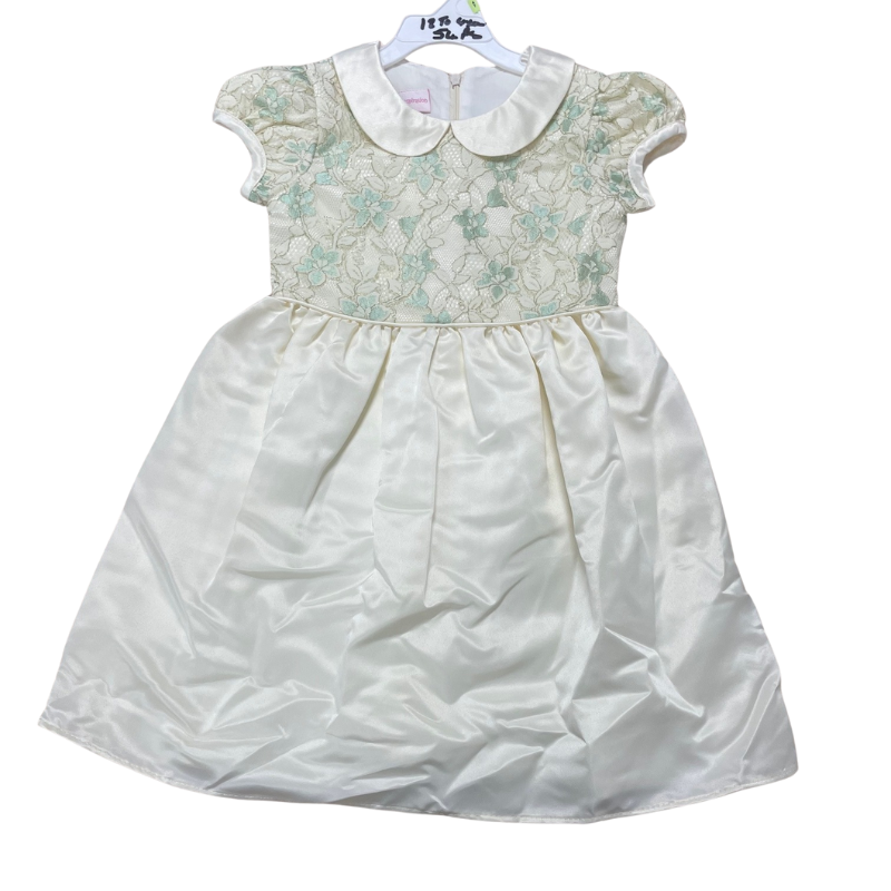 1756 GIRLS CREAM & LIME OCCASSION DRESS