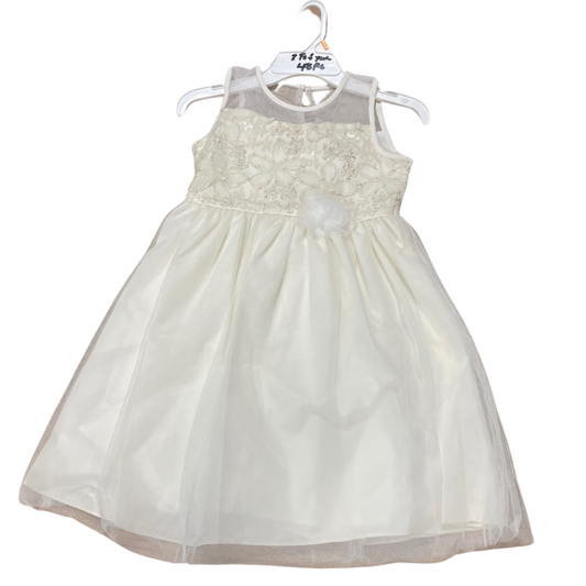 1762 GIRLS CREAM NET SKIRT EMBROIDERED OCCASSION DRESS