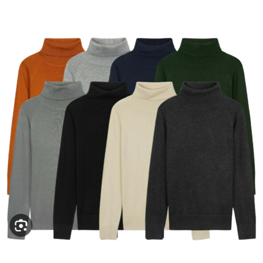 KS006 BOYS VISCOSE & NYLON  ROLL NECK SWEATER ASSTD COLOURS