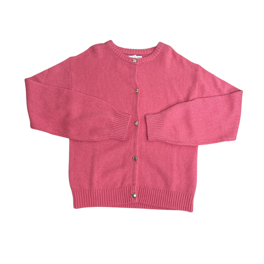 9626 GIRLS BRAND WOOL MIX HEART BUTTON CARDI- PINK