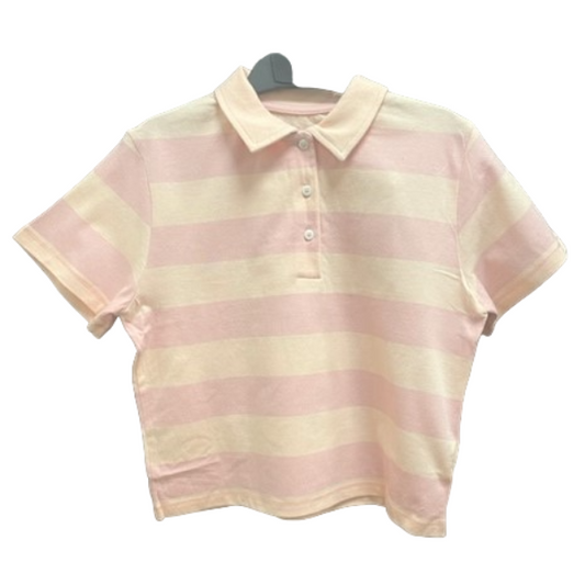 6320 GIRLS EX STORE STRIPE POLO COLLAR TOP